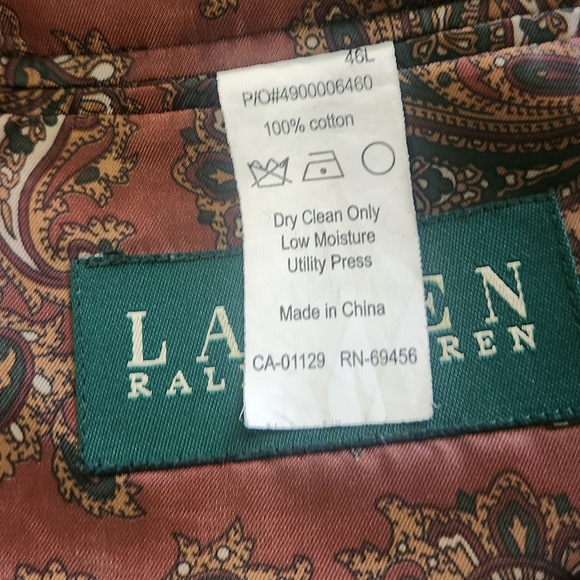 Lauren Ralph Lauren Sport Coat Mens 46L Black Corduroy Blazer Men's Black Blazer - Picture 2 of 11